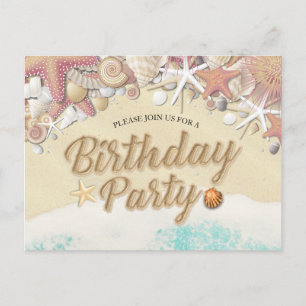 Birthday Party Save the Date Summer Beach Starfish Uitnodiging Briefkaart