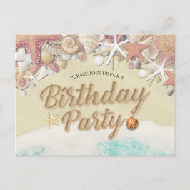 Birthday Party Save the Date Summer Beach Starfish Uitnodiging Briefkaart