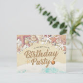 Birthday Party Save the Date Summer Beach Starfish Uitnodiging Briefkaart (Staand voorkant)