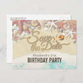 Birthday Party Save the Date Summer Beach Starfish Uitnodiging Briefkaart (Voorkant / Achterkant)