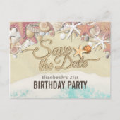 Birthday Party Save the Date Summer Beach Starfish Uitnodiging Briefkaart (Voorkant)