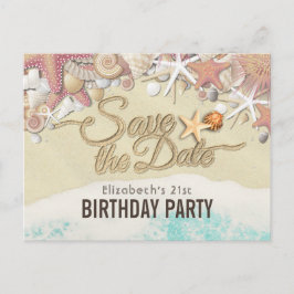 Birthday Party Save the Date Summer Beach Starfish Uitnodiging Briefkaart