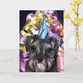 Birthday Party Schnauzer met Ribbon Behind Kaart (Gele Bloem)
