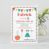 Birthday Party Science Invitation Chemistry Kaart (Staand voorkant)