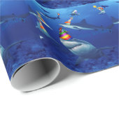 Birthday Party Sharks Wrapping Paper Cadeaupapier (Rol Hoek)