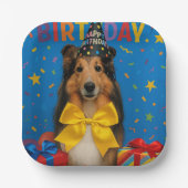 Birthday Party Sheltie Papieren Bordje (Voorkant)
