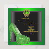 Birthday Party Shoe Gold Lime Green Black Zebra Kaart (Achterkant)