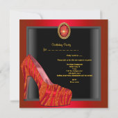 Birthday Party Shoe Gold Red Black Zebra Kaart (Achterkant)