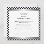 Birthday Party Silver Black & White Check Patroon Kaart (Achterkant)