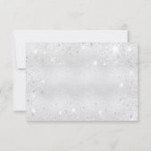 Birthday party Silver Blue florals glitter script Save The Date (Achterkant)