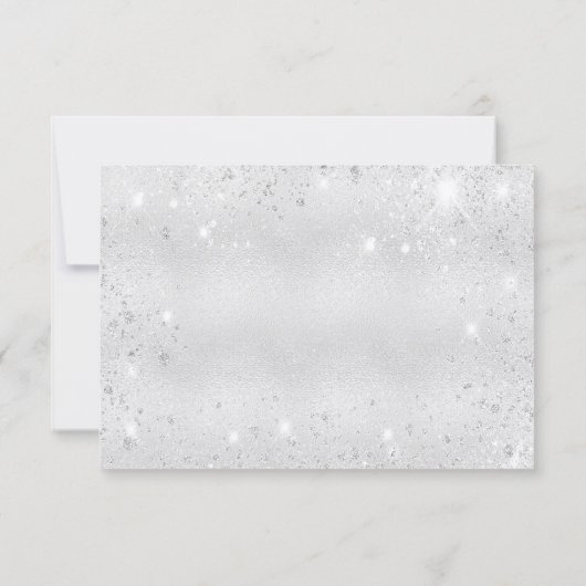 Birthday party Silver Blue florals glitter script Save The Date (Achterkant)