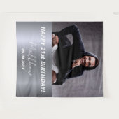 Birthday party Silver Custom Fotoname Wandkleed (Voorkant (horizontaal))