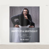 Birthday party Silver Custom Fotoname Wandkleed (Voorkant)