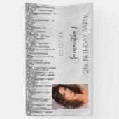 Birthday party Silver Fotoglitter monogram Spandoek (Verticaal)