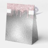 Birthday Party Silver Glitter druppelt roze dank u Bedankdoosjes (Achterkant)