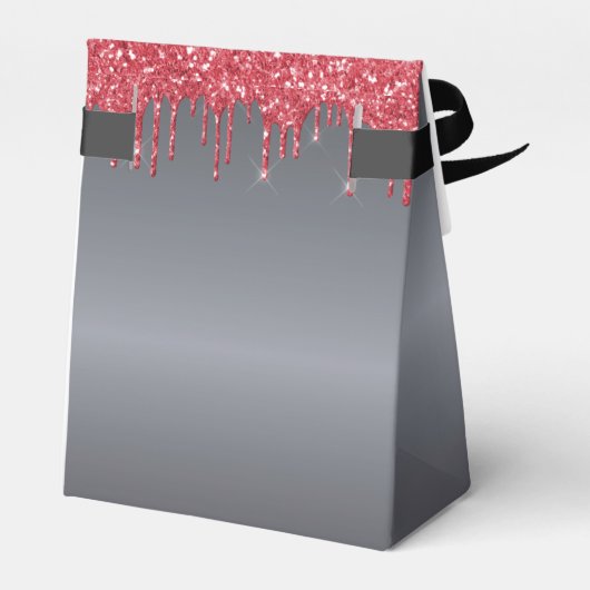 Birthday Party Silver Glitter Rood dank u Bedankdoosjes (Achterkant)