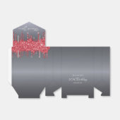 Birthday Party Silver Glitter Rood dank u Bedankdoosjes (Uitgevouwen)