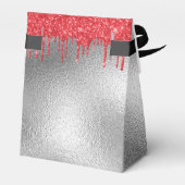 Birthday Party Silver Glitter Rood, helder Bedankdoosjes (Achterkant)