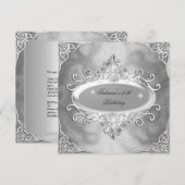 Birthday Party Silver on Silver Metal Glitter 2 Kaart (Voorkant / Achterkant)