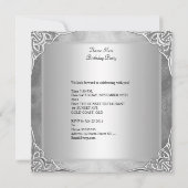 Birthday Party Silver on Silver Metal Glitter 2 Kaart (Achterkant)