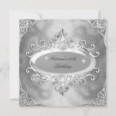 Birthday Party Silver on Silver Metal Glitter 2 Kaart (Voorkant)