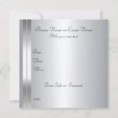 Birthday Party Silver Uitnodiging (Achterkant)