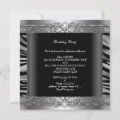 Birthday Party Silver Zebra Diamond Kaart (Achterkant)