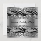Birthday Party Silver Zebra Diamond Kaart (Voorkant)