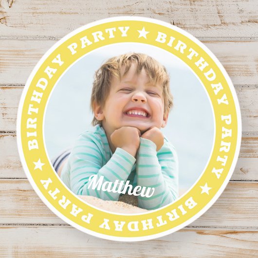 Birthday Party Simple Moderne Custom Photo Envelop Ronde Sticker