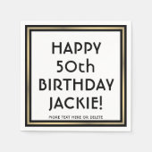 Birthday Party Simple Stylish White en Gold Servet (Voorkant)