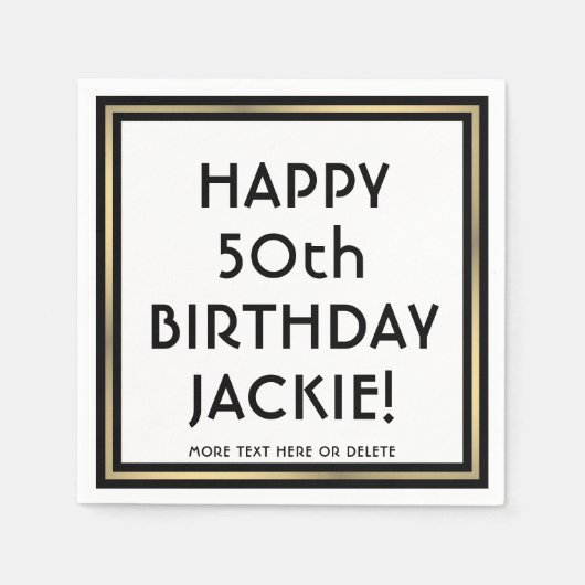 Birthday Party Simple Stylish White en Gold Servet (Voorkant)