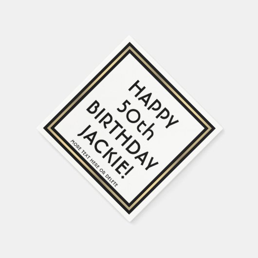 Birthday Party Simple Stylish White en Gold Servet (Hoek)