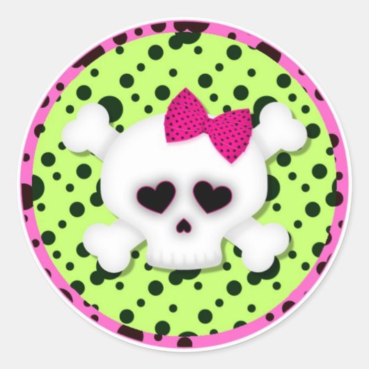 Birthday Party Skull Cupcake Stickers (Voorkant)