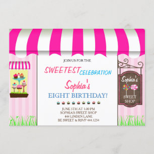 Birthday party snoep Land Sweet Shop Kaart