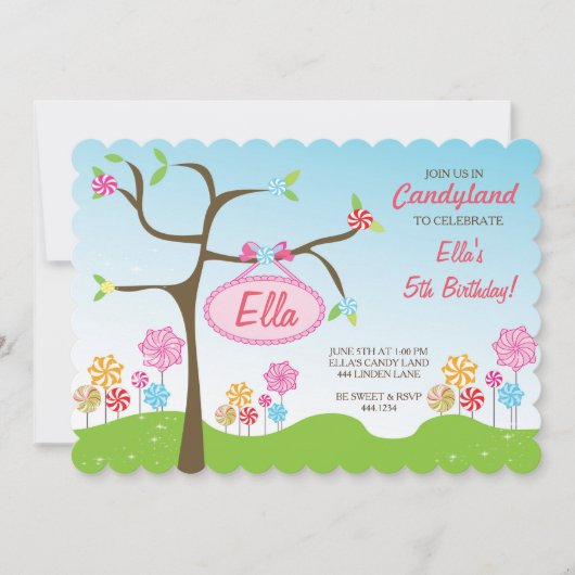 Birthday party snoep Land Sweet Shop Kaart (Voorkant)