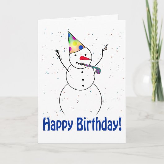 Birthday Party Snowman Feestdagen Kaart (Voorkant)