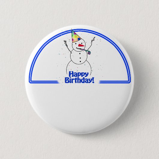 Birthday Party Snowman Ronde Button 5,7 Cm (Voorkant)