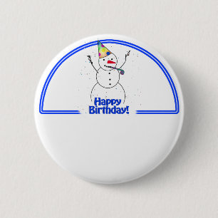 Birthday Party Snowman Ronde Button 5,7 Cm