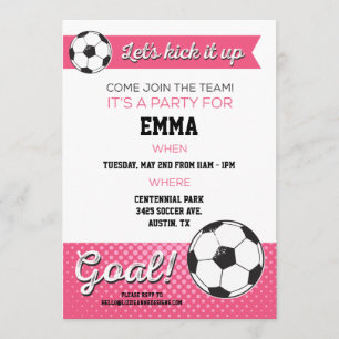 Birthday Party - Soccer Invite 5x7 - Girl Kaart