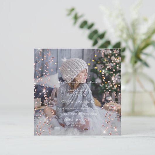 Birthday Party Spark Foto Formal Confetti Spark Kaart (Staand voorkant)