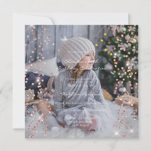 Birthday Party Spark Foto Formal Confetti Spark Kaart (Voorkant)