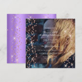 Birthday Party Spark Foto Paarse Confetti Spark Kaart (Voorkant / Achterkant)