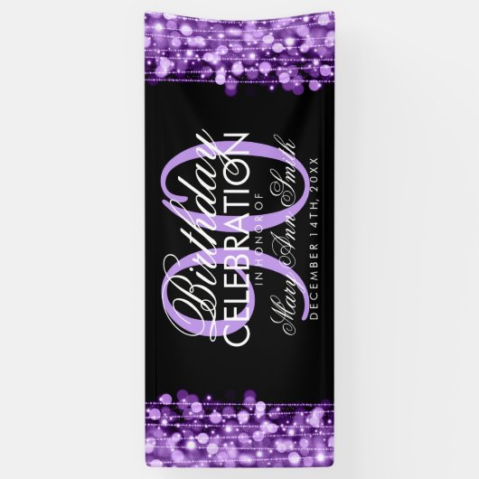 Birthday Party Sparkles Paars Spandoek (Verticaal)