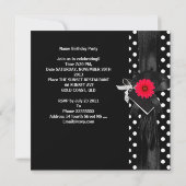 Birthday Party Spot Polka Dot Black White Red Kaart (Achterkant)