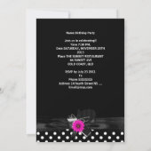Birthday Party Spot Polka Dot Black White roze 4 Kaart (Achterkant)