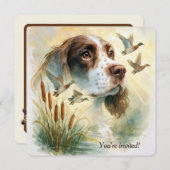 Birthday Party Springer Spaniel Dog With Cattails Kaart (Voorkant / Achterkant)
