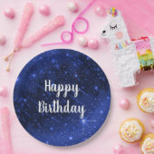 Birthday Party Star Galaxy on Blue Papieren Bordje (Feest)