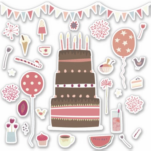 Birthday Party Sticker (Voorkant)
