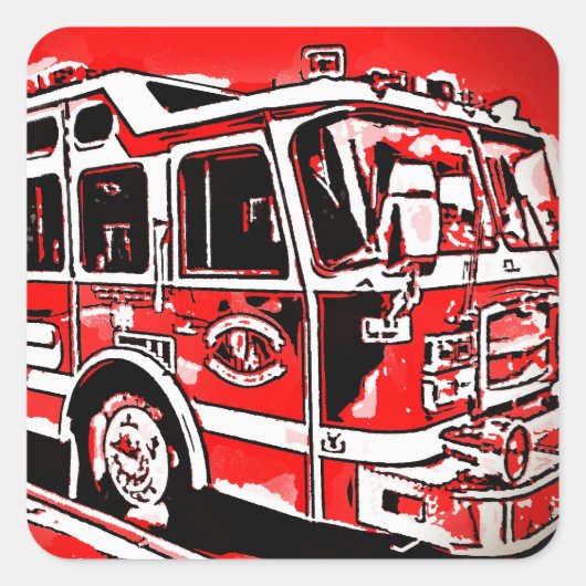 Birthday Party Stickers Cool Fire Truck (Voorkant)