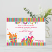 Birthday Party Stripes Kaart (Staand voorkant)